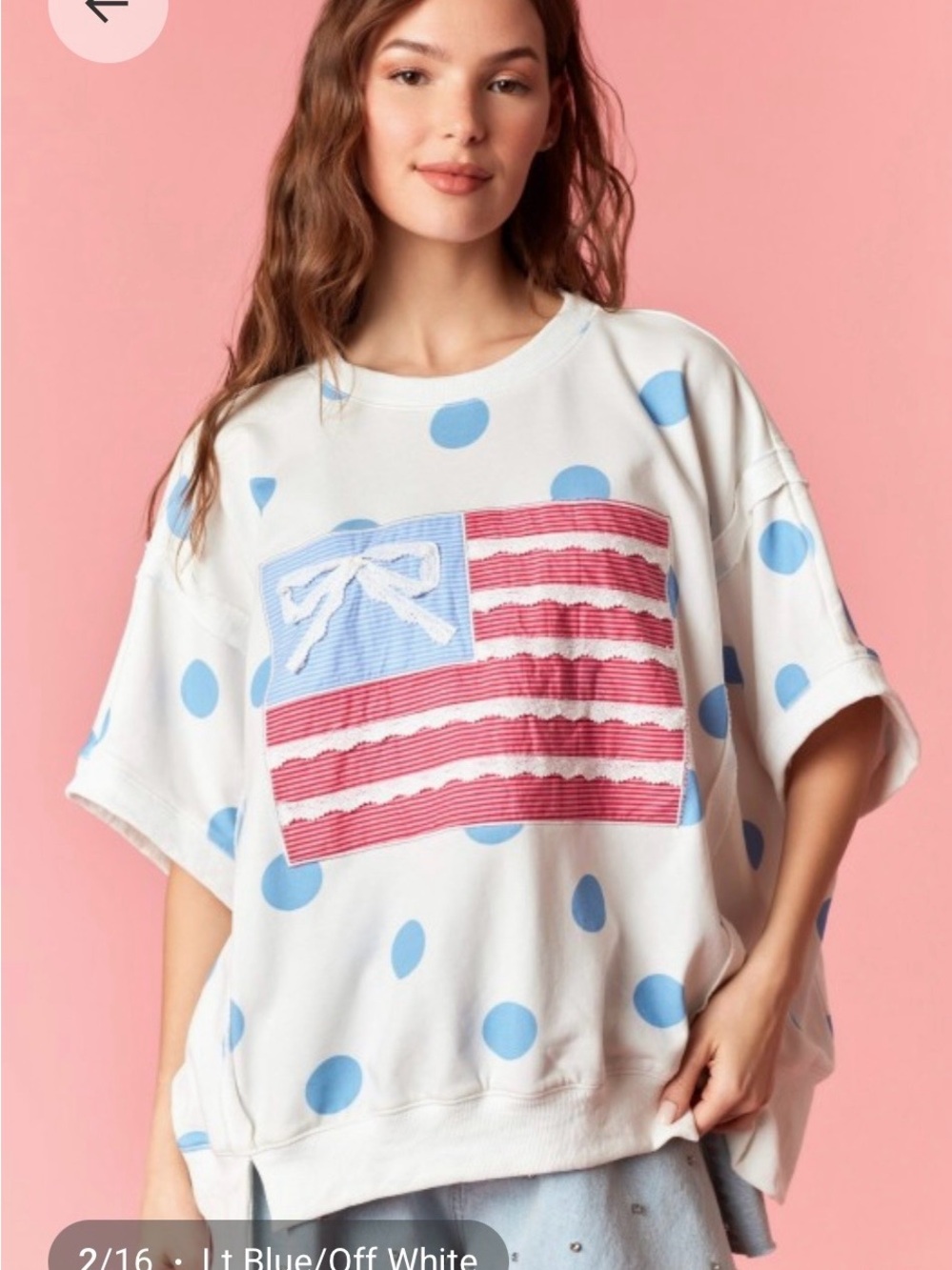 BIG DOT FRENCH TERRY STARS AND STRIPE
FLAG PATCHES TOP - Picture 3 of 6